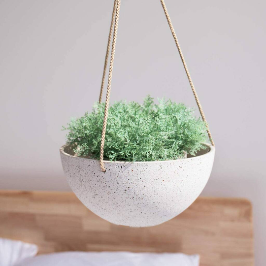 Pack Of Two Speckled White Hanging Planters