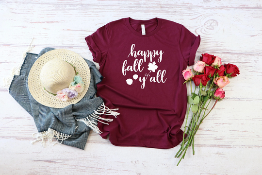 Happy Fall Yall Shirt, Seasonal T Leaves Autumn Time, Women , Cute Shirts Pumpkin Shirt