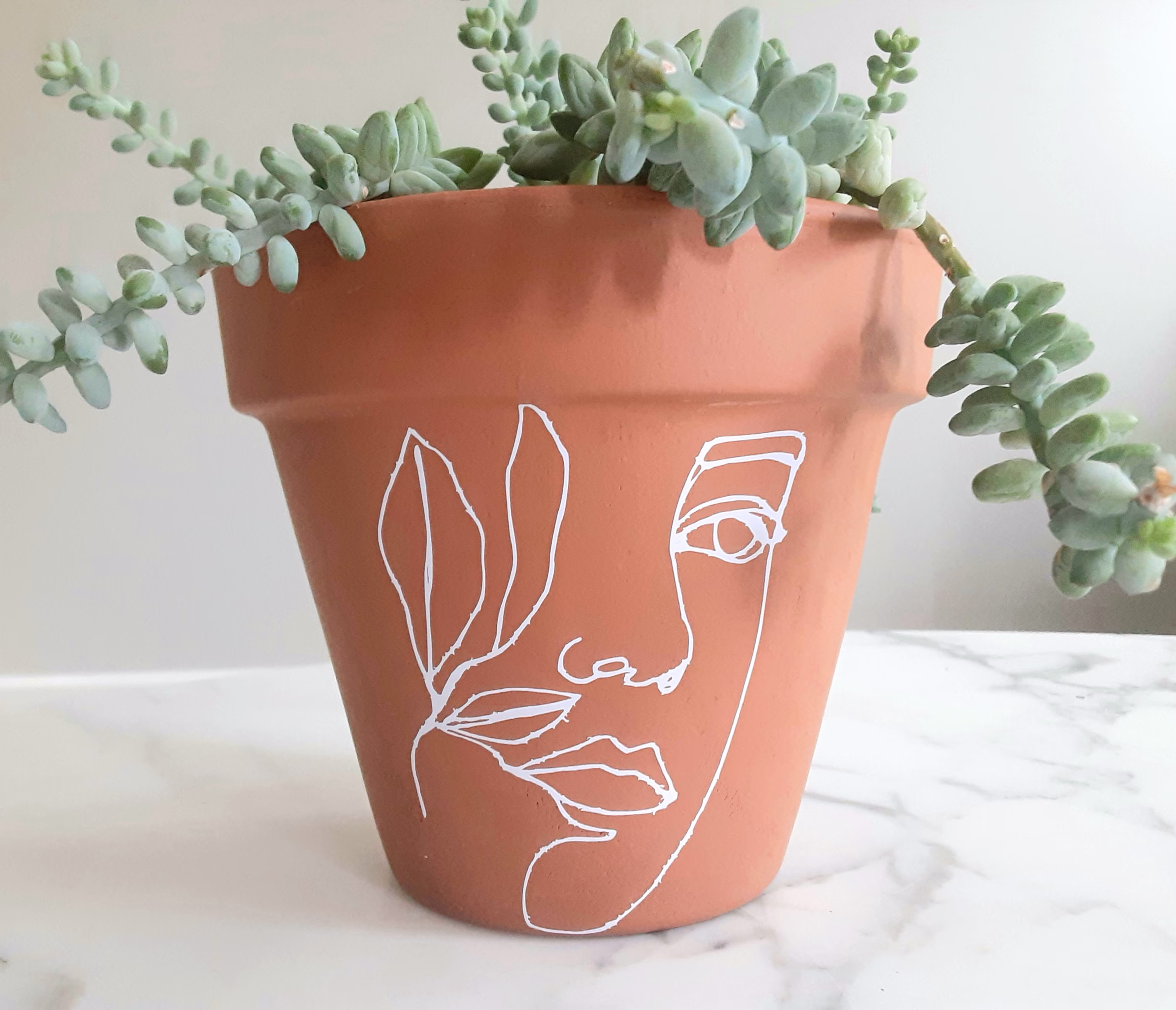 Abstract Clay Pot-6 Inch, Minimalistic Pot, Terracotta Clay Boho Flowerpot, Decor, Planter