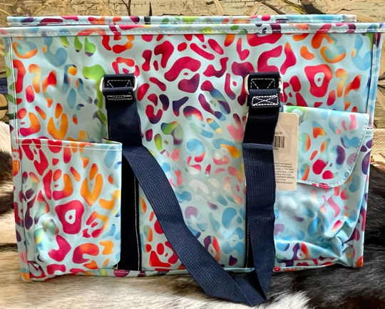 Leopard Print Zippered Caddy Organizer Medium Tote Bag