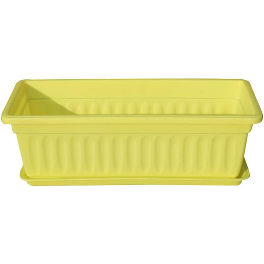 1Pcs Rectangular Window Flower Box Planter,Plastic Flower Pot Plant Container Gardening Tools for Windowsill, Garden, Balcony Yellow 44x19x14cm