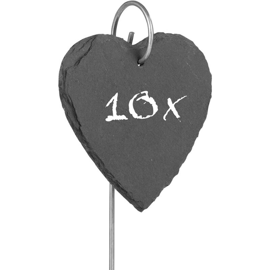 Set of 10 slate plant markers | Weatherproof and reusable | Individual labeling of plants and herbs | 10 x 10 x 0.5 cm [heart shape]