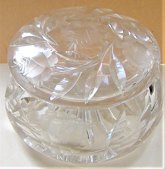 Art Deco Glass Powder Pot Cut Glass