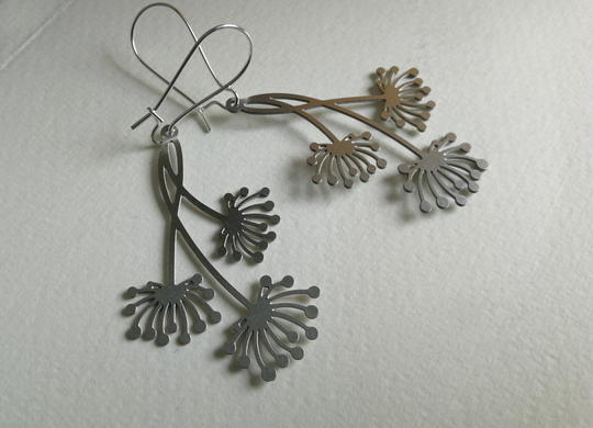 Silver Dandelion Earrings. Flower Jewellery. Three Large Statement Earrings.good Wish Gift