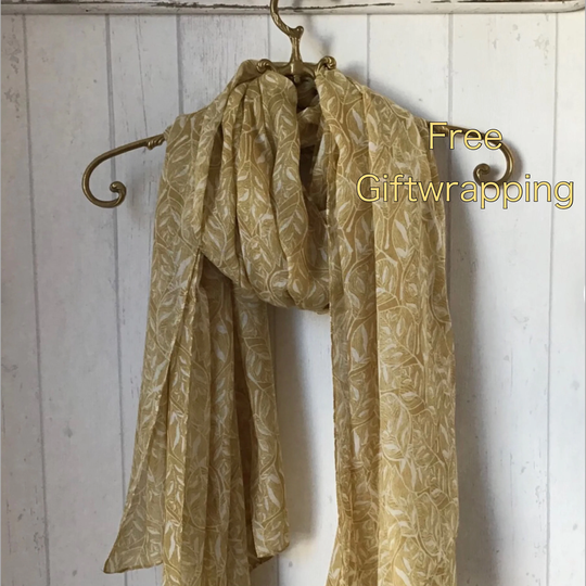Leaf Scarf /Mustard Leaf Scarf/Mustard Cream Fallen Leaves New Season Festival Boho Scarves