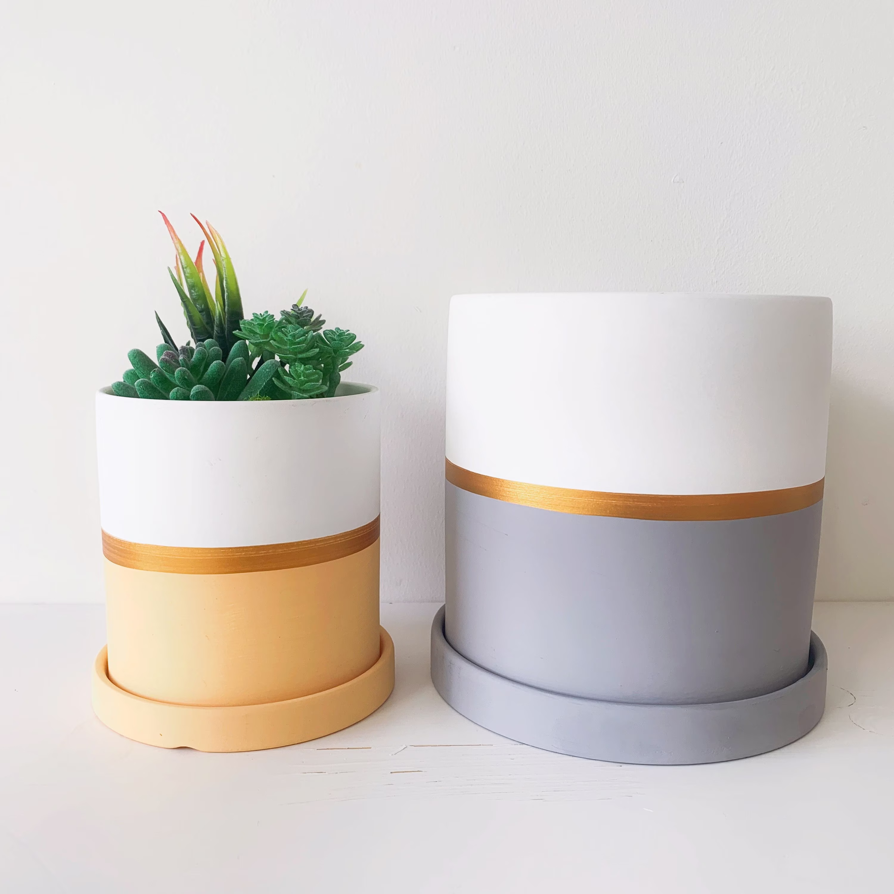 6.5 Inch Or 5 Unglazed Indoor Planter With Saucer/Matte Modern Planter/ Minimalist