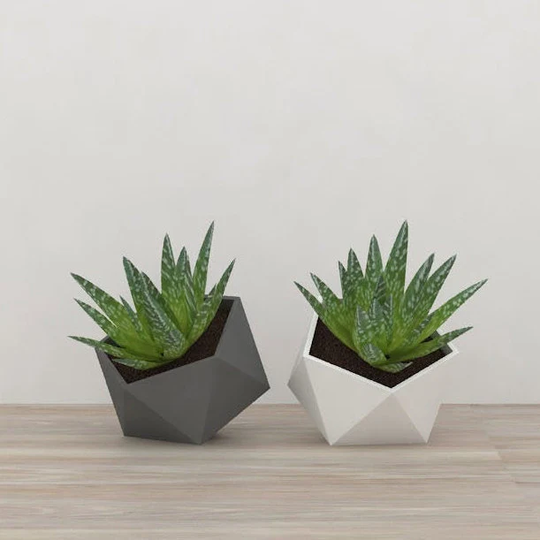 Geometric Planter, Ideal For Succulents, Cacti & Other Small Houseplants, With Modern Decorative Detail, 3D Printed [Made in Canada]