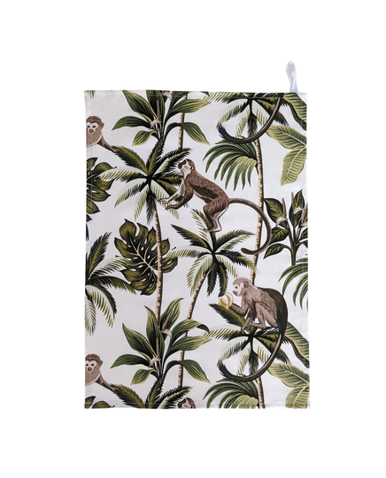 Monkey Green & Cream Tea Towel