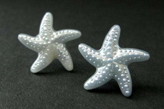Powder Blue Starfish Earrings. Star Earrings With Silver Stud Earring Backs. Handmade Jewelry