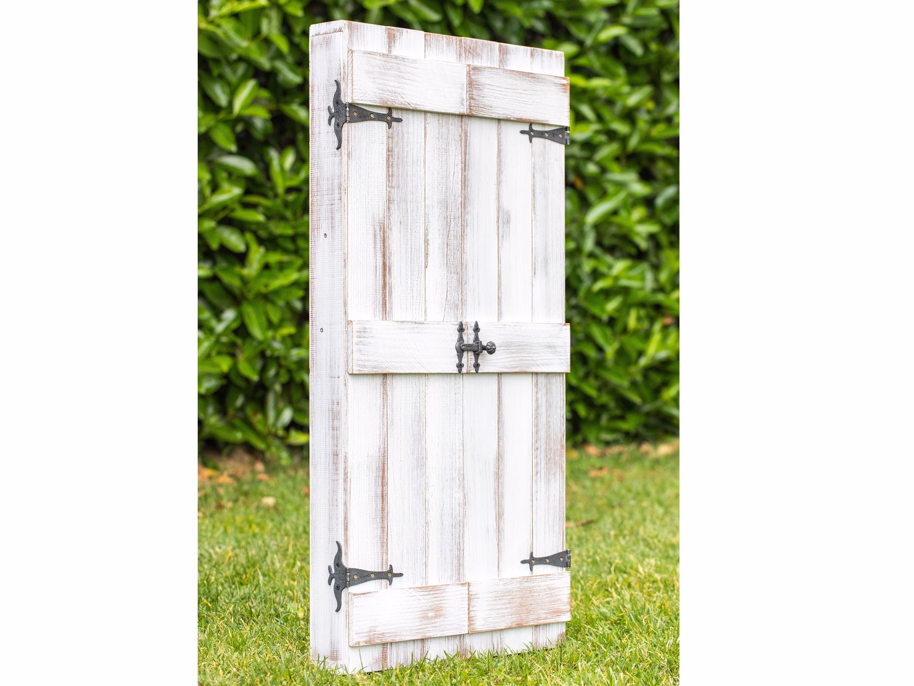 Wall Mounted Jewelry Organizer, Earring Holder, Storage, Box, Personlized Gift, Barn Door Cabinet, Distressed White Finish