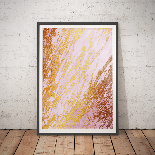 Marble Print No.8 - Modern Bathroom Wall Decor/Powder Room Gallery Rose Gold Contemporary Art Kintsugi