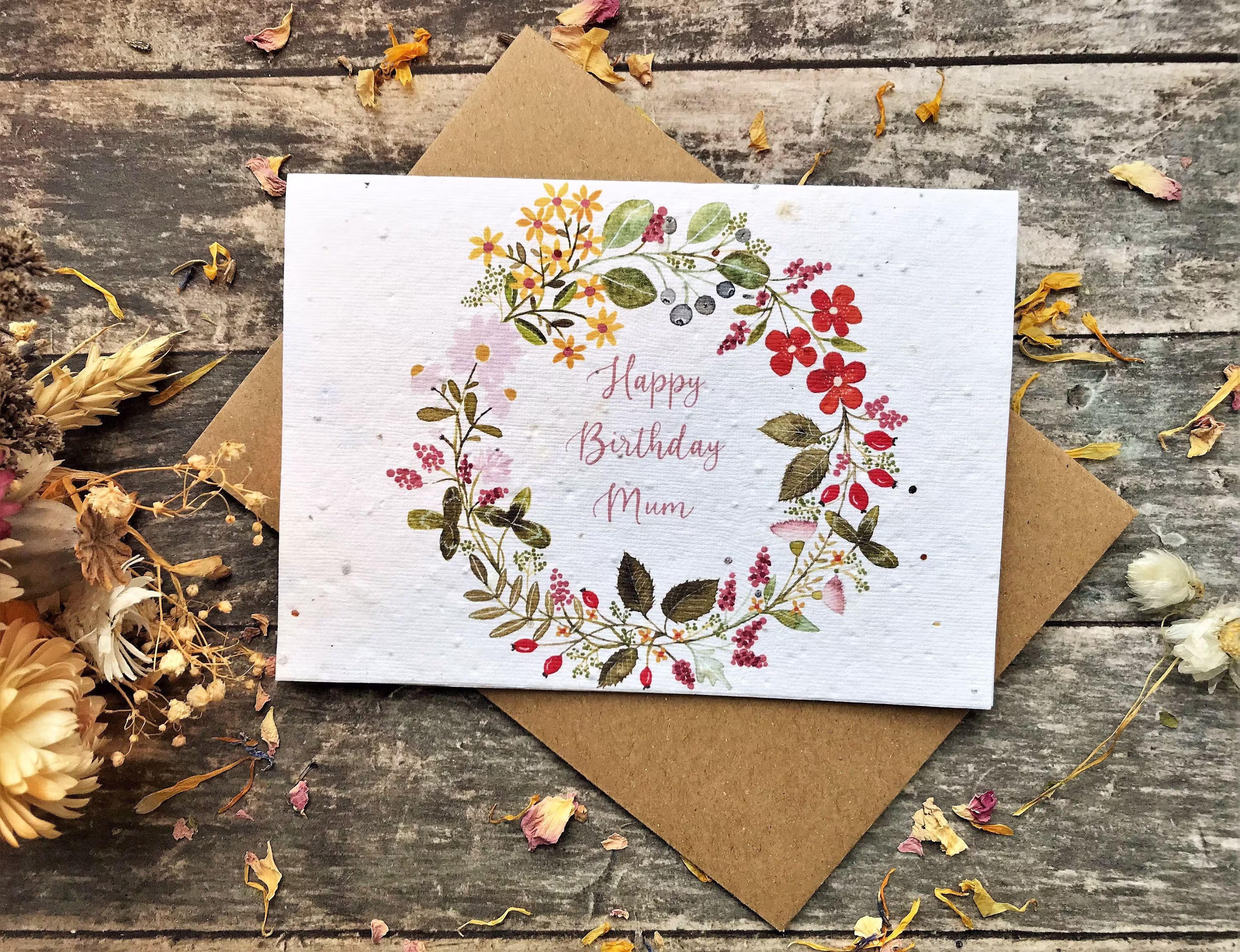 Plantable Seed Paper Birthday Card, Blank Inside, Card For Mum , Happy Card , Birthday Gift Mum, Mum's