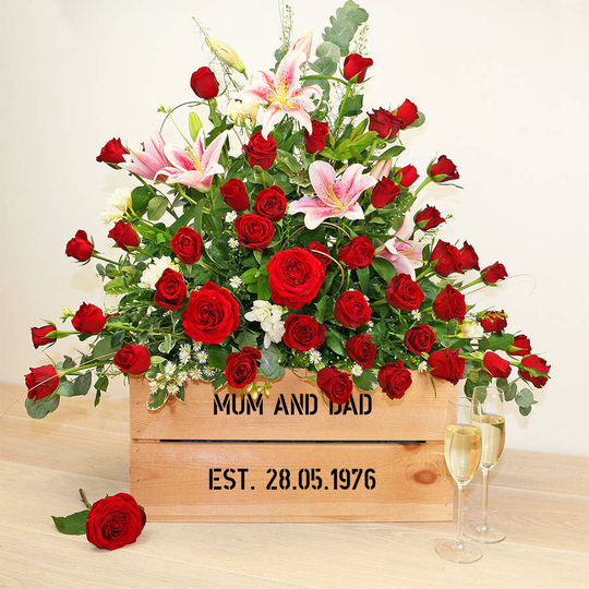 Personalised Crate - Ruby Wedding Anniversary, White/Ivory/Silver
