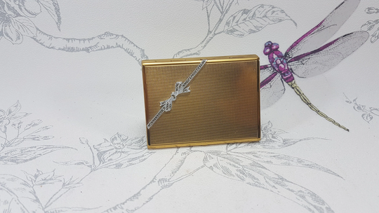 Vintage Emrich Powder Compact, Vintage Marcasite Compact Mirror, Gold Tone With Bow