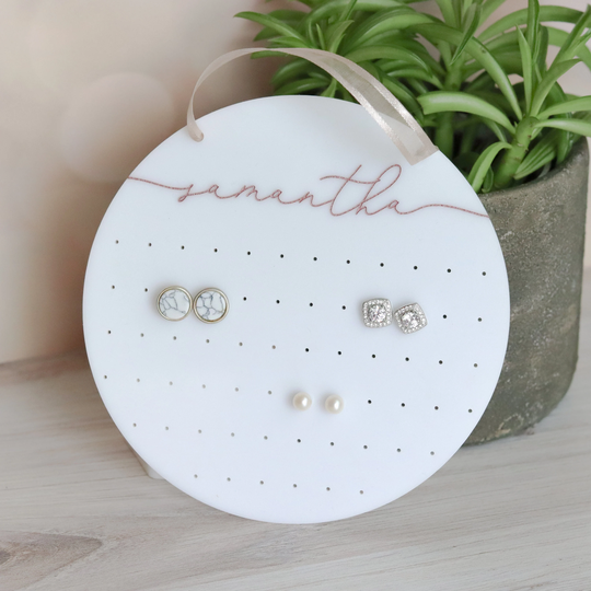 Round Earring Holder Hanging | Stand Tabletop Display Organizer Jewelry