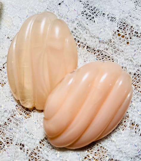 Vintage Pink Swirl Lucite Earrings. Lucite Pierced Baby Powder Color Early Plastics. Gift For Her