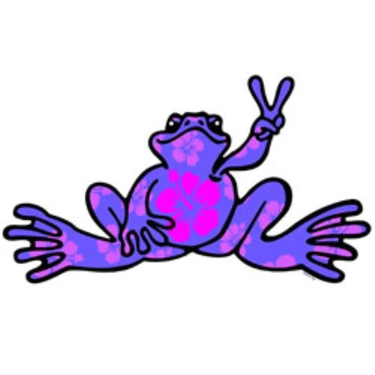 Peace Frogs Purple Hibiscus Sticker ~ Made Of Durable Vinyl 6" X 3