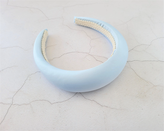 Pale Powder Blue Duchess Satin Headband Deeply Padded Hair Band 4 cms Matador Spanish Style "Halo
