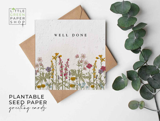 Plantable Flower Seed Paper Cards - Well Done -Greeting, Gardening, Gift, Congratulations, Friends, Family, Eco-Friendly, Biodegradable