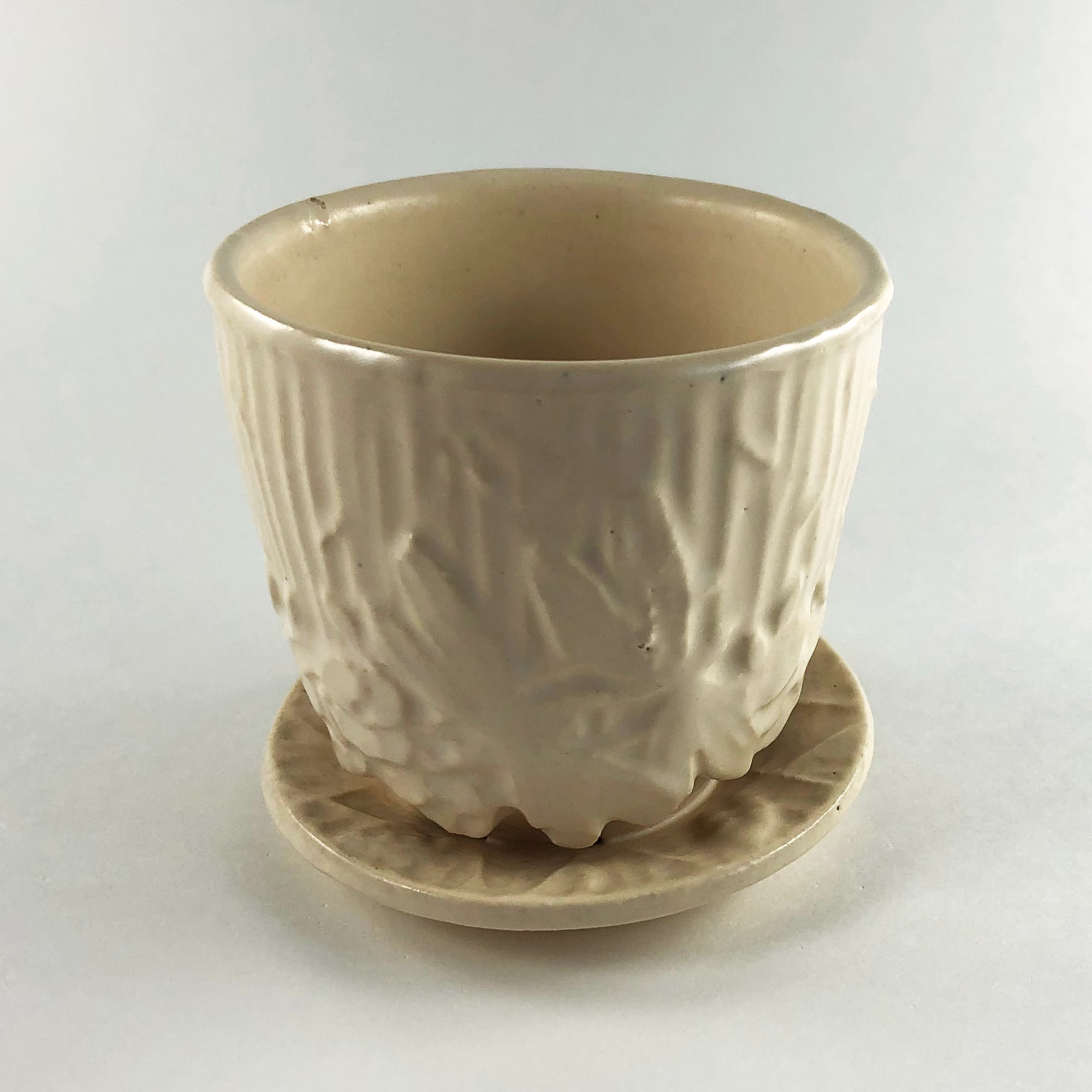 Free Shipping 1940's Mccoy Pottery Dragonfly Flower Pot /Planter With Attached Saucer #111