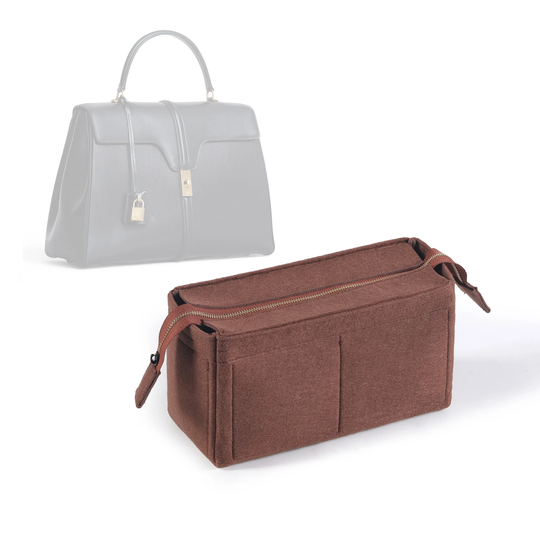All Handmade Bag Organizer For Celine 16 Tote Purse Insert(Lid, Metal Zipper Keep in Shape Fit