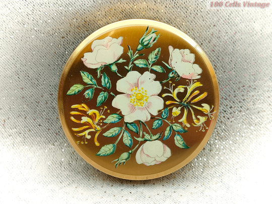 Floral Revlon Love Pat Rachel -Vintage Ladies Powder Compact8cm