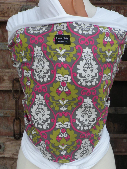 Organic Cotton Baby Wrap-Sling Carrier-Hannah On White-Our Wraps Are One Size Fits All-Dvd Included