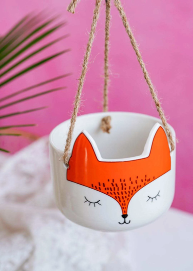 Hanging Fox Planter Pot For Succulents & Cacti | Animal Novelty Cute Garden Gift