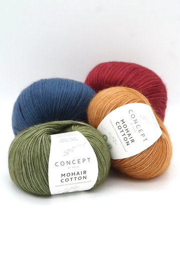 Knitting Yarn Katia Mohair Cotton, A Blend Of Mohair & Organic Cotton, For Knitting Crochet, Gots Certified
