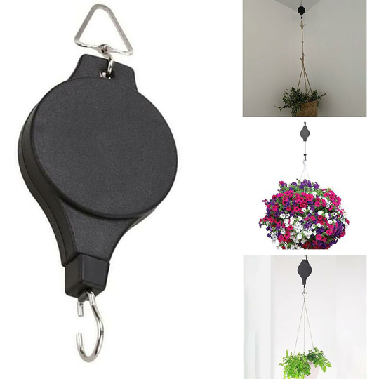 Thsinde - 4 Pack Plant Pulley Retractable Plant Hook Pulley Adjustable Plant Hanger Hanging Flower Basket