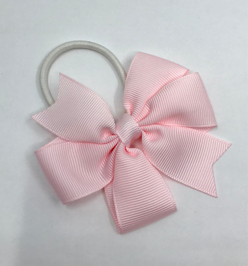 3 Inch Powder Pink Pinwheel Bow On Elastic