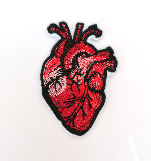 Embroidered Human Heart Organ Iron On Embroidery Patch