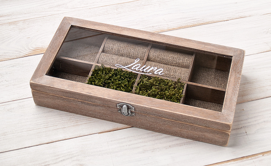 Jewelry Organizer Tray, Display Case With Glass, Personalized Wood Earring Ring Box Lid, Storage Lock, Logo, Gift For Women