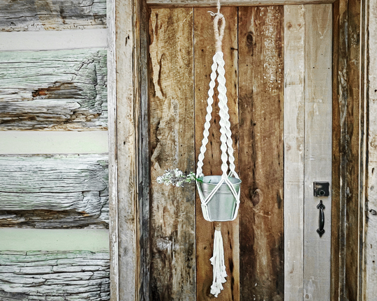 Large Plant Hanger || Natural Cotton & Jute Macrame Hanging Planter 38 Inches Long Handmade in Canada