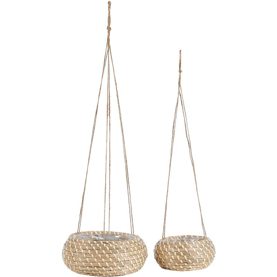 Beliani - Handwoven Set of 2 Seagrass Hanging Plant Pots Planters Natural Remora - Natural