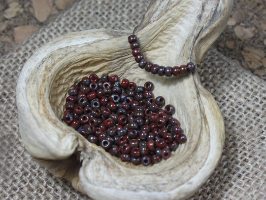 8/0 Red Picasso Miyuki Seed Bead | 10G | B0009, Beads, Size 8 Seed Bead, Beads