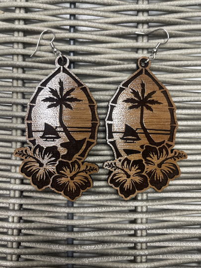 Guam Seal Hibiscus Earrings