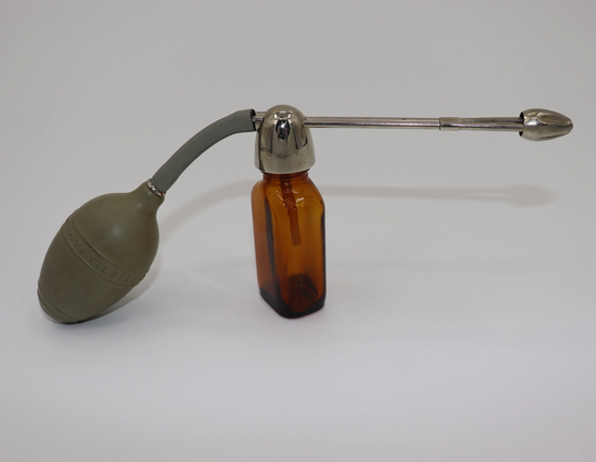 Antique Vintage Brown Atomizer Perfume Bottle Pharmacetical Container