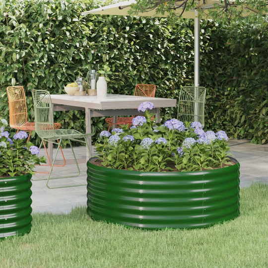 Asupermall - Garden Planter Powder-coated Steel 100x100x36 cm Green