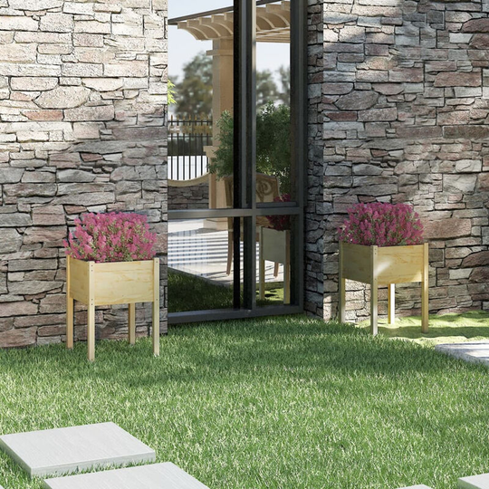 Asupermall - Garden Planters 2 pcs 50x50x70 cm Solid Pinewood