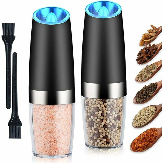 Monly - Electric Gravity Salt and Pepper Mill Set, Adjustable Thickness, Battery Driven, Operation