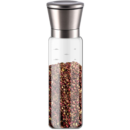 Fvbjd - Salt and Pepper Grinder Refillable Stainless Steel Salt and Spice Shakers,Adjustable Glass Body New 500ml stainless steel cap