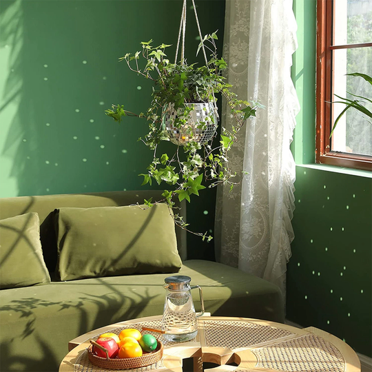 Hanging Disco Ball Planter, Minimalist Indoor Wall Funky Mirror Eclectic Decor, Sun Catcher Home Decor - With & Without Drainage