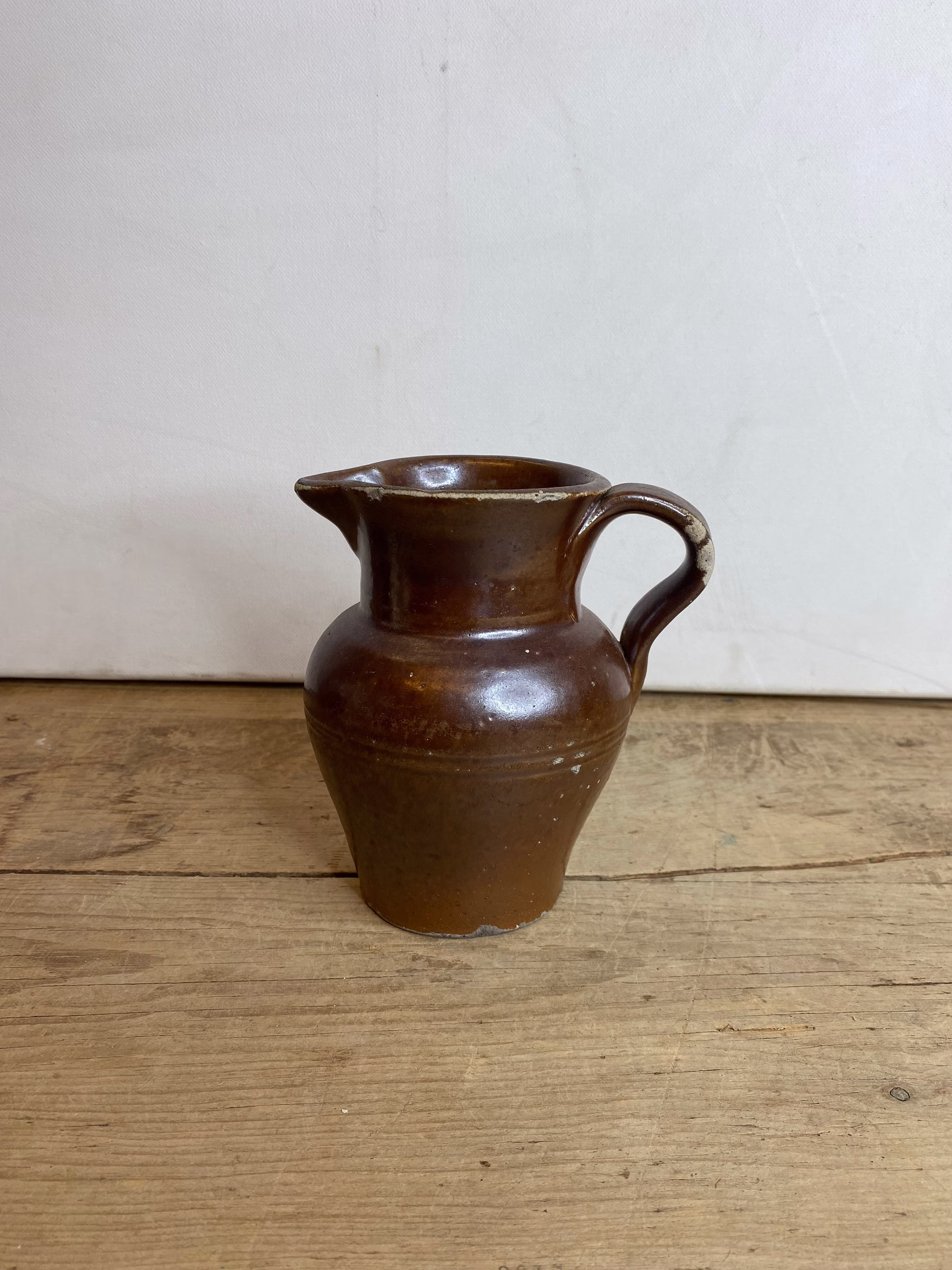 Antique Brown Salt Glazed Earthenware Water Jug Good Condition