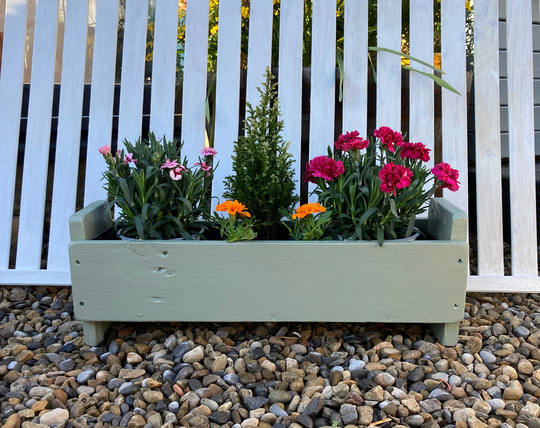 Rustic Garden Planter Handmade, Willow Green, Herb Garden, Trough, Treated, Fully Lined With Feet, Reclaimed Upcycled Wood