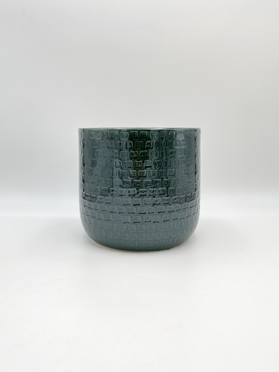 Clearance, Handmade Emerald Green Patterned Ceramic Pot, Eye Cather Planter, House Plant D19cm, This Item Might Have Some Faults