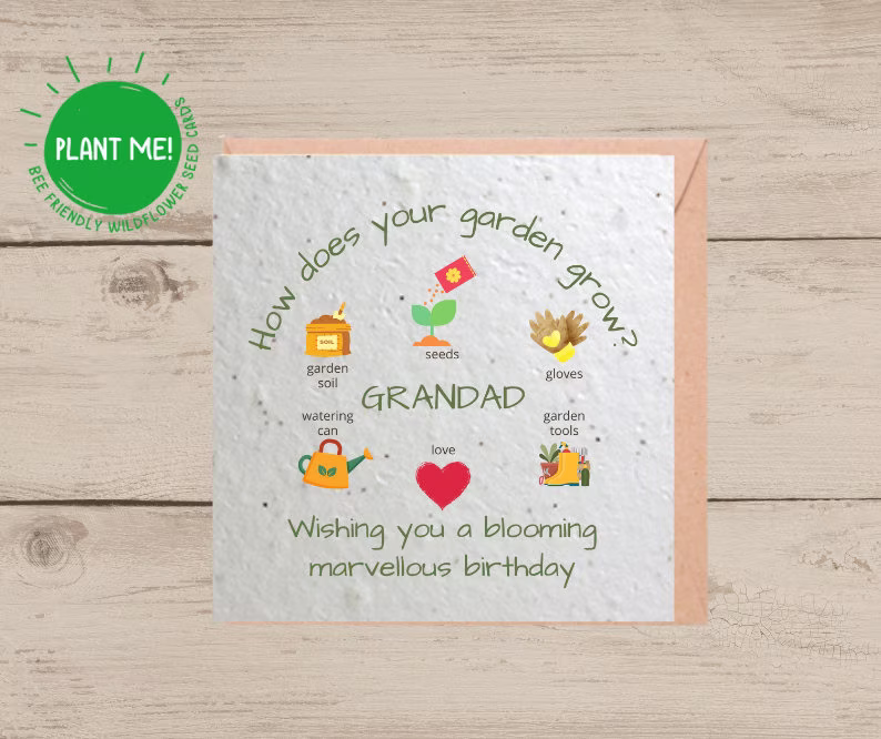 Personalised Happy Birthday Card | Seeded Wildflower Plantable Seed Greetings With Flowers Bee Friendly