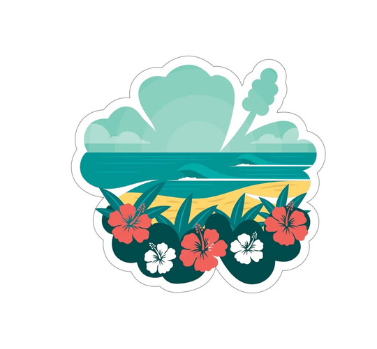 Beach Hibiscus Sticker