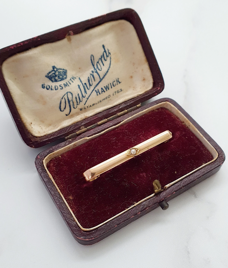 Antique 9Ct Gold & Seed Pearl Bar Brooch. Edwardian Jewellery/Jewelery, Ladies Gift