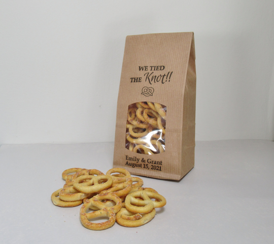 Diy Wedding & Engagement Party Pretzel Favors, Personalized Favor Bags, We Tied The Knot, With Your Names & Date